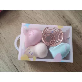   Essaco Makeup Puff - Sminkszivacs, beautyblender - 3 darab + tartó - Színes
