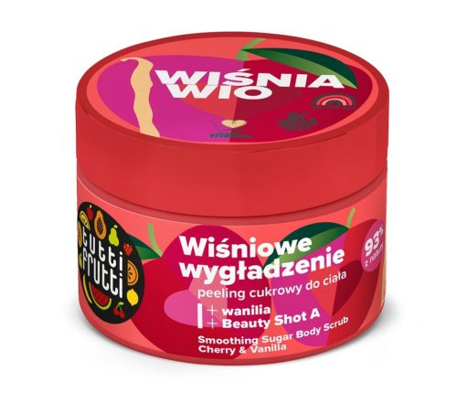 Tutti Frutti Smoothing Sugar Body Scrub Cherry & Vanilla - Testradír cserenye és vanília ilattal