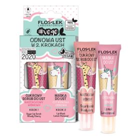   FLOSLEK Vege Lip Care Lip Renewal set - Ajakápoló szett Lime bőrradír és Körtés Maszk 