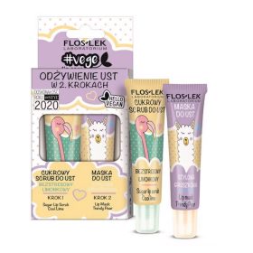   FLOSLEK Vege Lip Nourishment - Ajakápoló szett Lime bőrradír és Körtés Maszk 