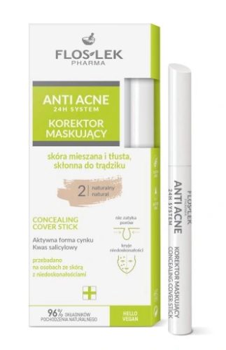 FLOSLEK Anti Acne 24h System Korektor Concealing Cover Stick - Korrektor - 2 natural