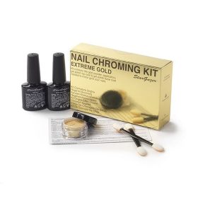   STARGAZER Nail Chroming Kit Extreme Gold - TÜKÖRFÉNYES ARANY KÖRÖMFESTÉK ÉS PIGMENT SZETT