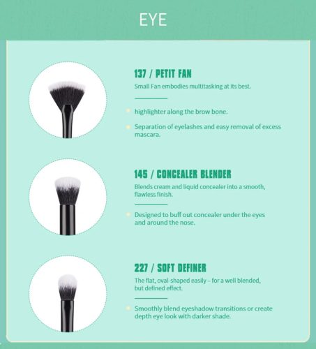 JESSUP Turquoise 9PCS Essential Makeup Brush Kit with Storage Bag-Sminkecset készlet - T321