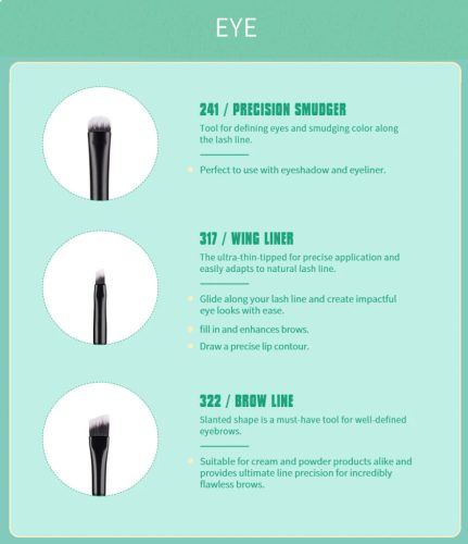 JESSUP Turquoise 9PCS Essential Makeup Brush Kit with Storage Bag-Sminkecset készlet - T321