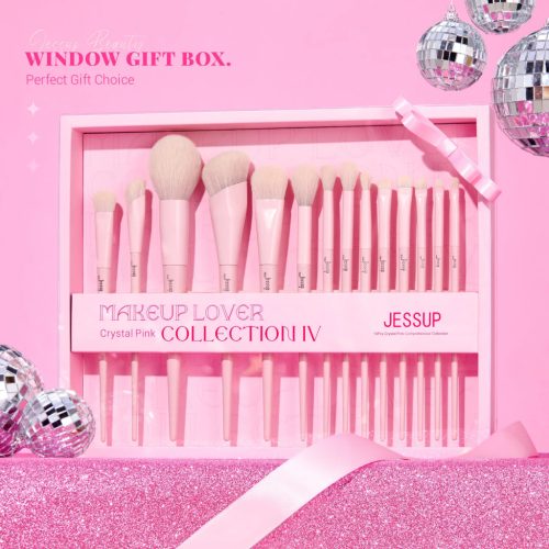 JESSUP Makeup Brush Gift Set Crystal Pink - T495-G - 14 darabos Ecset készlet 