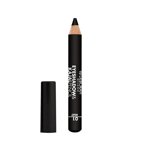 DEBORAH Milano Eyeshadow&Kajal Pencil-2-in-1 szemhéjfesték és kajal ceruza 01 Black Finish Mat