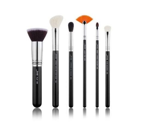 JESSUP 6 pcs Brush Set Black/Silver T304 - PROFESSZIONÁLIS SMINKECSET KÉSZLET ARCRA SZEMRE