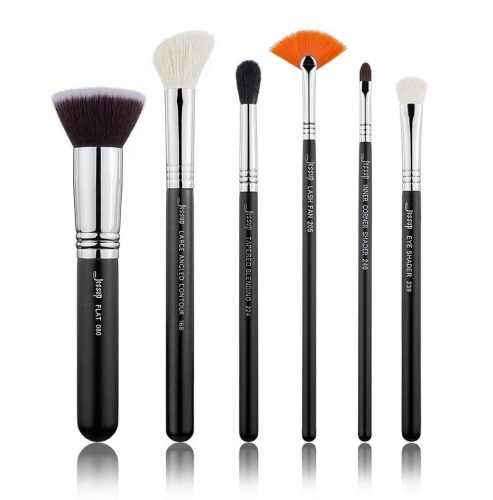 JESSUP 6 pcs Brush Set Black/Silver T304 - PROFESSZIONÁLIS SMINKECSET KÉSZLET ARCRA SZEMRE