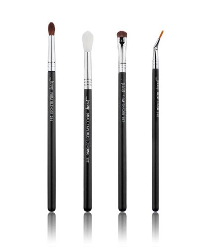 JESSUP 4 pcs Brush Set Black/Silver T308 - PROFESSZIONÁLIS SMINKECSET KÉSZLET ARCRA SZEMRE