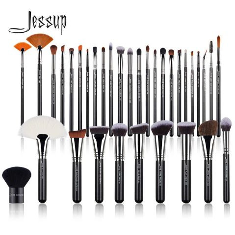 JESSUP 34 pcs Brush Set Black/Silver T313 - PROFESSZIONÁLIS SMINKECSET KÉSZLET ARCA SZEMRE