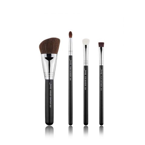 JESSUP 4 pcs Brush Set Black/Silver T310 - PROFESSZIONÁLIS ARC- ÉS SZEMFESTŐ ECSETKÉSZLET